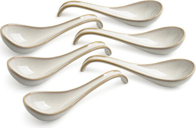 Red Barrel Studio 6-Piece Ceramic Asian Soup Spoons – Long Handle Pho & Ramen Spoons for Kitchen & Dining