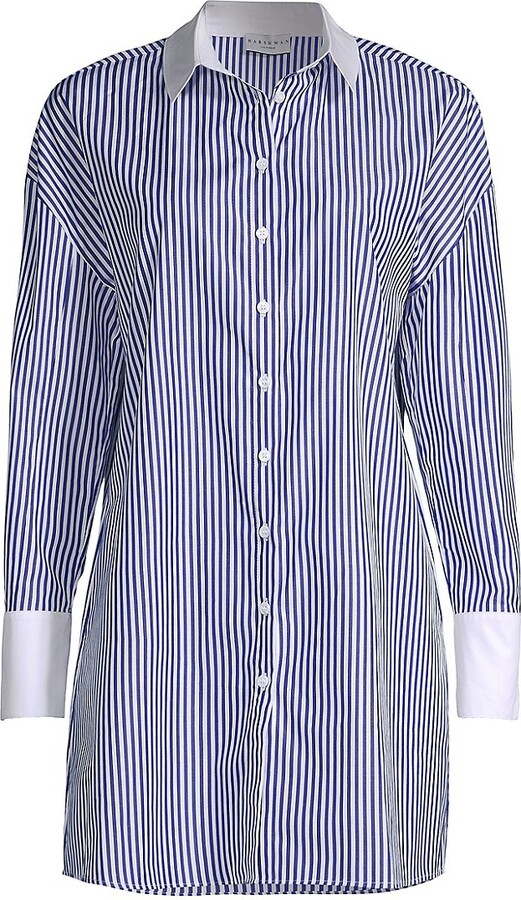 Brakeburn Blue Navy Strip Striped Cotton Tunic Shift Dress Pockets Womens 8-24 