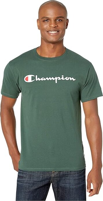 Champion Graphic Powerblend Big Logo Short Sleeve Tee (Green Vine/Forest Green Heather) Men's - ShopStyle T-shirts