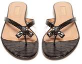 Thumbnail for your product : Aquazzura Riva Crocodile-effect Leather Slides - Womens - Black