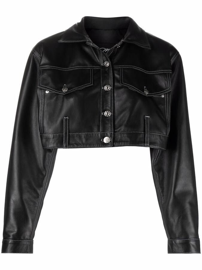 cropped leather jacket cheap