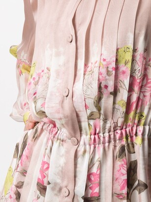 Alberta Ferretti Floral-Print Plisse Dress