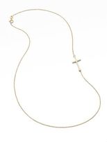 Thumbnail for your product : Mizuki 14K Yellow Gold Side Cross Necklace