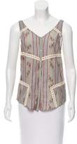 Thumbnail for your product : Suno Crochet-Trimmed Ikat Print Top