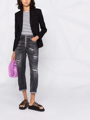 Dondup Cropped Ripped Tapered Jeans