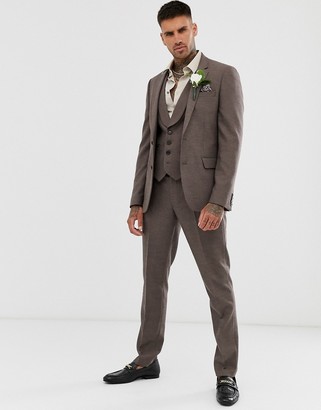 ASOS DESIGN DESIGN wedding skinny suit pants in soft brown twill