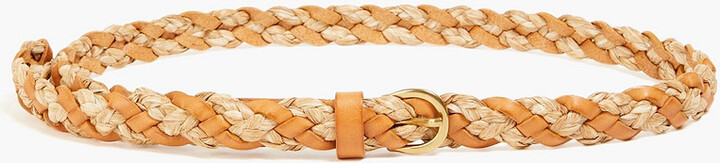 Braided leather and raffia belt