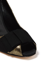 Thumbnail for your product : Lanvin Bow-embellished Metallic Cracked-leather Pumps