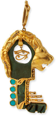 Coomi Antiquity Bronze Roman Lion Key Pendant with Diamonds