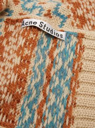 Acne Studios Fair Isle Wool Scarf - Womens - Blue