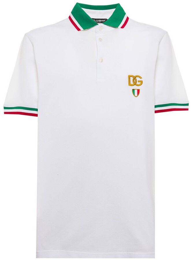 Dolce & Gabbana Logo Patch Striped Trim Polo Shirt - ShopStyle