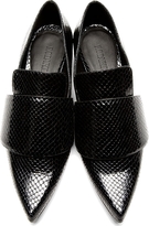 Thumbnail for your product : Rodarte Black Glossy Snakeskin Pointed Loafers