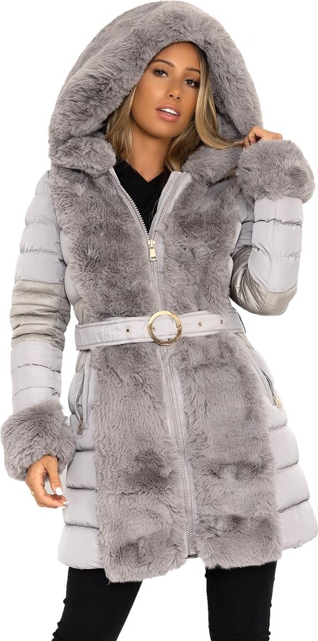 Grey Faux Fur Coat The World S, Womens Real Fur Hood Coat Uk