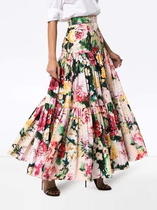 Dolce & Gabbana tiered cotton floral maxi skirt