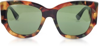 Gucci GG0276S Dark Tortoiseshell Oversize Cat Eye Acetate Sunglasses w/Sylvie Web Temples