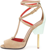 Thumbnail for your product : Givenchy Suede Crisscross Runway Sandal, Blue/Brown