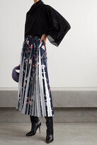 Thumbnail for your product : Jason Wu Pleated Floral-print Crepe Midi Skirt - Blue