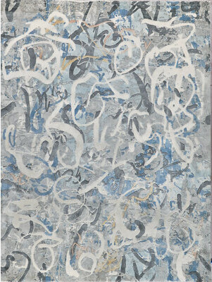 Exquisite Rugs Gianni Handmade Hand Loomed Wool/Bamboo Silk Blues/Silver/Ivory Area Rug