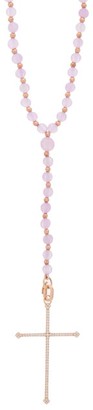 Diane Kordas Cross Diamond, Jade & 18kt Rose Gold Necklace - Pink