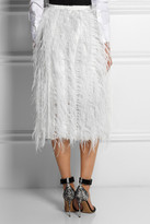 Thumbnail for your product : Erdem Caden feather-embellished silk-organza skirt