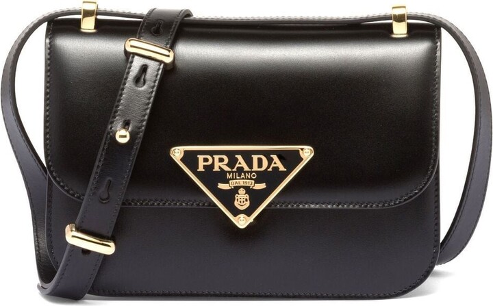 Prada Logo-plaque Crossbody Bag In Black