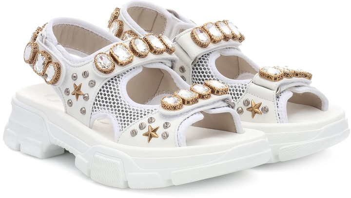 gucci leather and mesh sandals