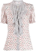 Thumbnail for your product : Liberty London Vita mixed-print ruffled blouse