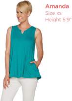 Thumbnail for your product : Logo By Lori Goldstein LOGO by Lori Goldstein Cotton Slub Knit V-Neck Swing Tank