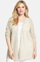 Thumbnail for your product : Eileen Fisher Long Straight Linen Blend Cardigan (Plus Size)