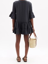 Thumbnail for your product : CASA RAKI Delfina Tiered V-neck Twill Mini Dress - Black