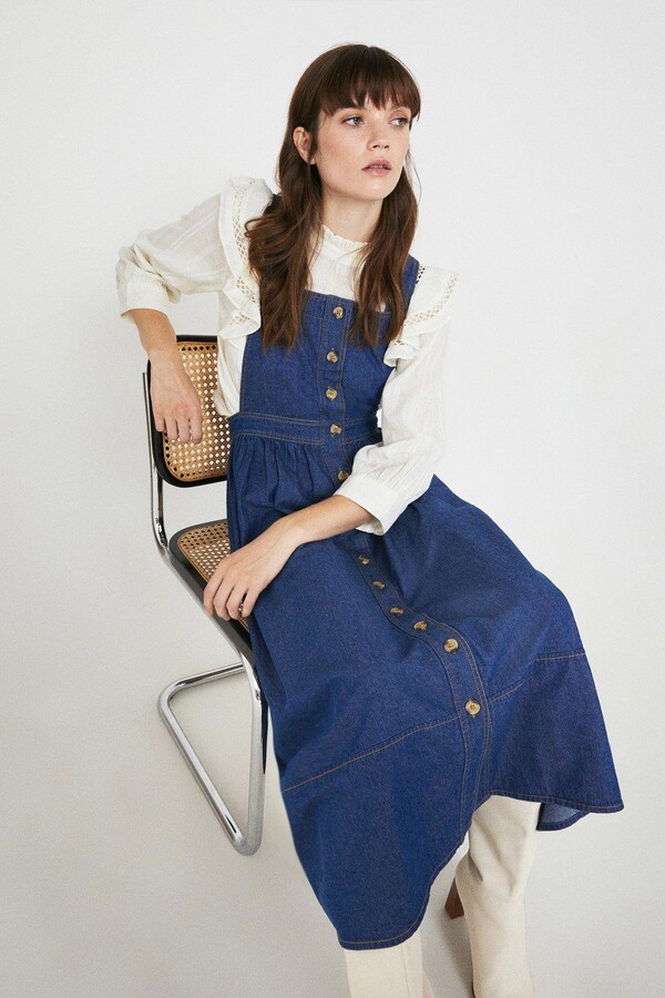 denim midi pinafore