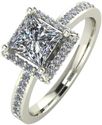 Moissanite 9ct White Gold 1.55 Carat Square Solitaire Ring
