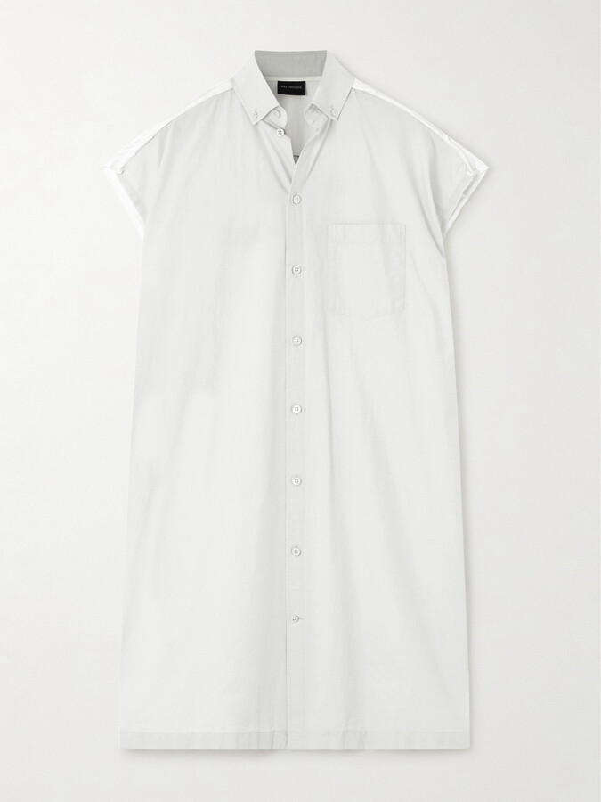 Balenciaga Paneled Cotton-poplin Shirt Dress - White