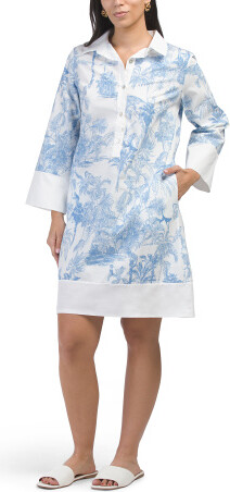 TJMAXX Palm Print Mini Shirt Dress For Women, Cotton