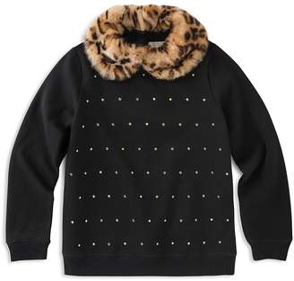 Kate Spade Girls' Studded Sweatshirt with Faux-Fur Collar