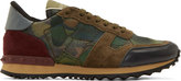 Thumbnail for your product : Valentino Olive Suede Butterfly Camo Sneakers