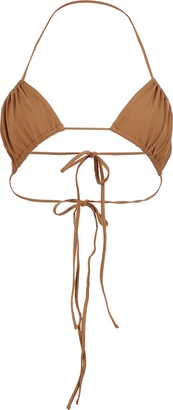 CHRISTOPHER ESBER Ruched Double Strap Bikini Top Suede