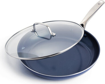 Blue Diamond Ceramic Non-Stick Covered Skillet with lid, 12"