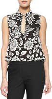 Thumbnail for your product : Theory Kenzly Floral-Print Sleeveless Blouse