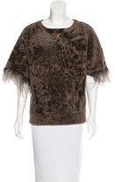 Thumbnail for your product : Brunello Cucinelli Feather-Trimmed Shearling Top
