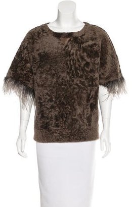 Brunello Cucinelli Feather-Trimmed Shearling Top