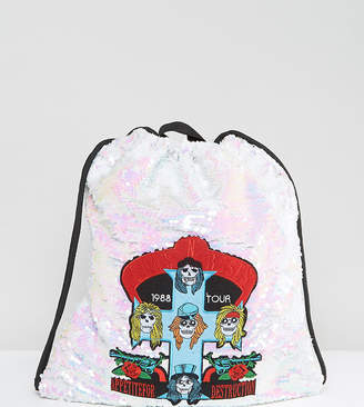 Sacred Hawk Guns N Roses Sequin Drawstring Backpack