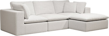 Wrought Studio Luxury Plush Corduroy Modular Sectionals, No-assembly, White Sofa For Living Room