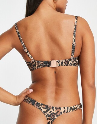 ASOS DESIGN mix and match rib waisted swim sarong in leopard print