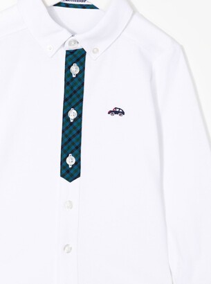 Familiar Car-Embroidered Long-Sleeve Shirt