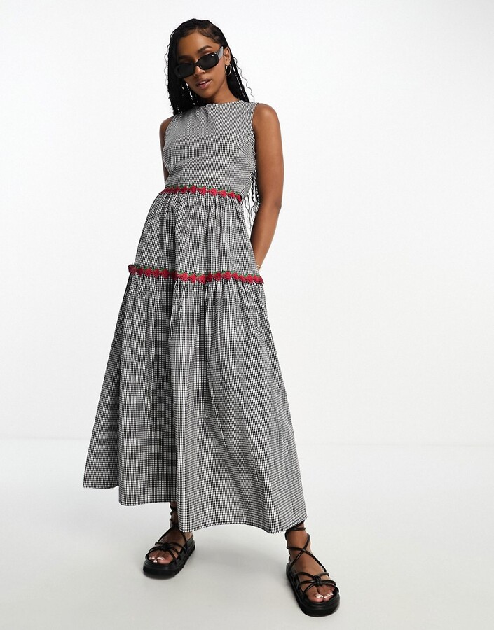 Neon Rose Asos Tartan Dress Neon Rose Gingham Midaxi Dress In