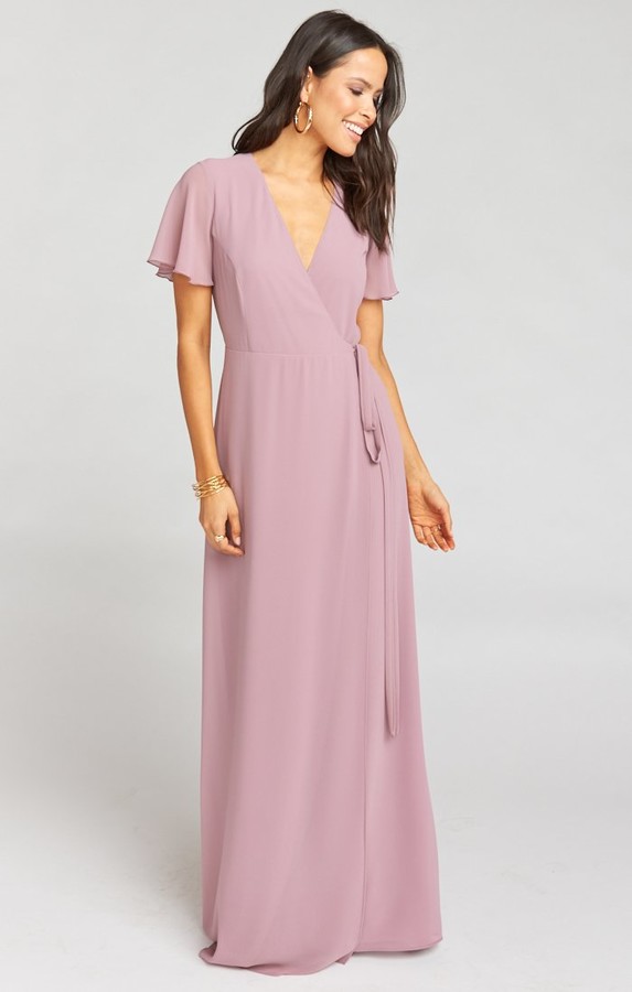 noelle flutter sleeve wrap dress