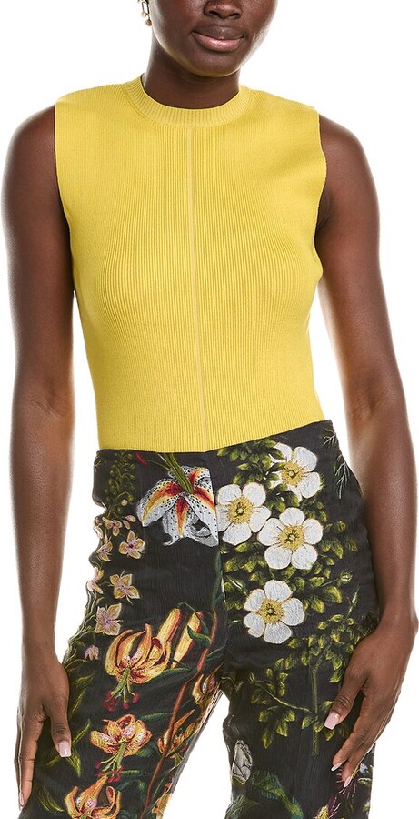 Oscar de la Renta Ribbed Silk-Blend Tank