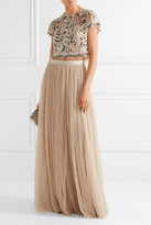 Thumbnail for your product : Needle & Thread Petal Embellished Tulle Top - Beige