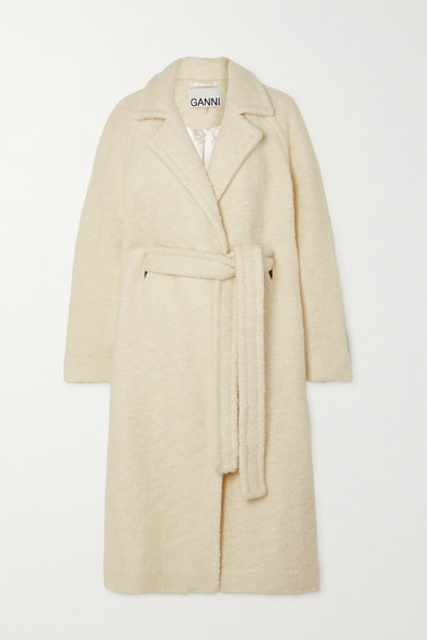 white boucle coat